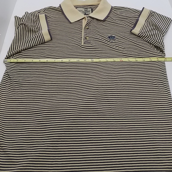 Dockers Khakiware men's short sleeve polo shirt large blue/yellow stripes - Picture 6 of 12